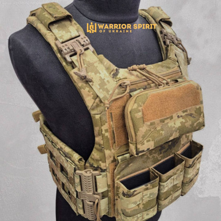 Плитоноска тактическая Warrior Spirit с подсумками (комплект 5 единиц) WS-MP2 Pixel